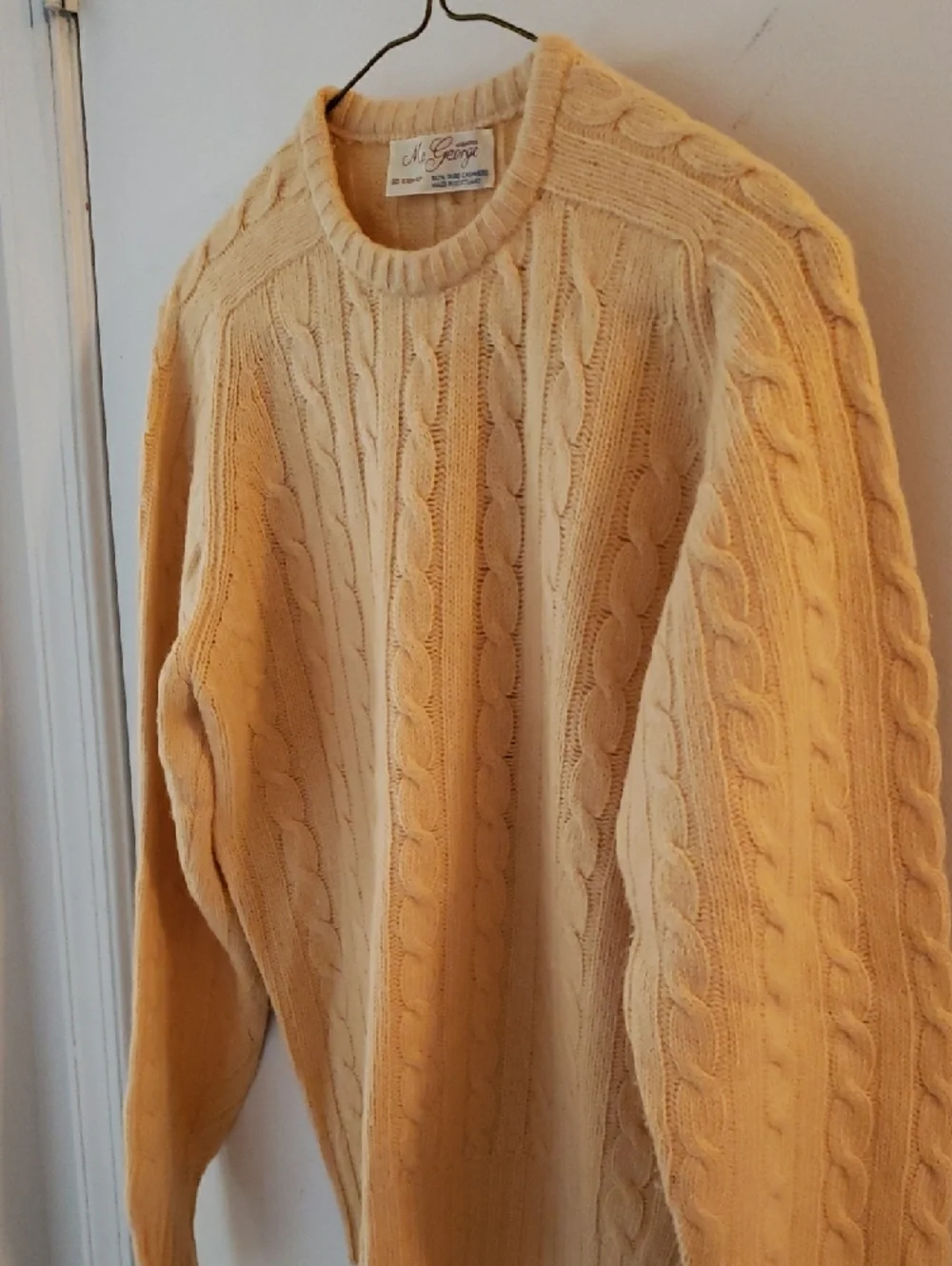 McGeorge Men's Cable Crewneck Sweater - Yellow - Picture 6 of 8